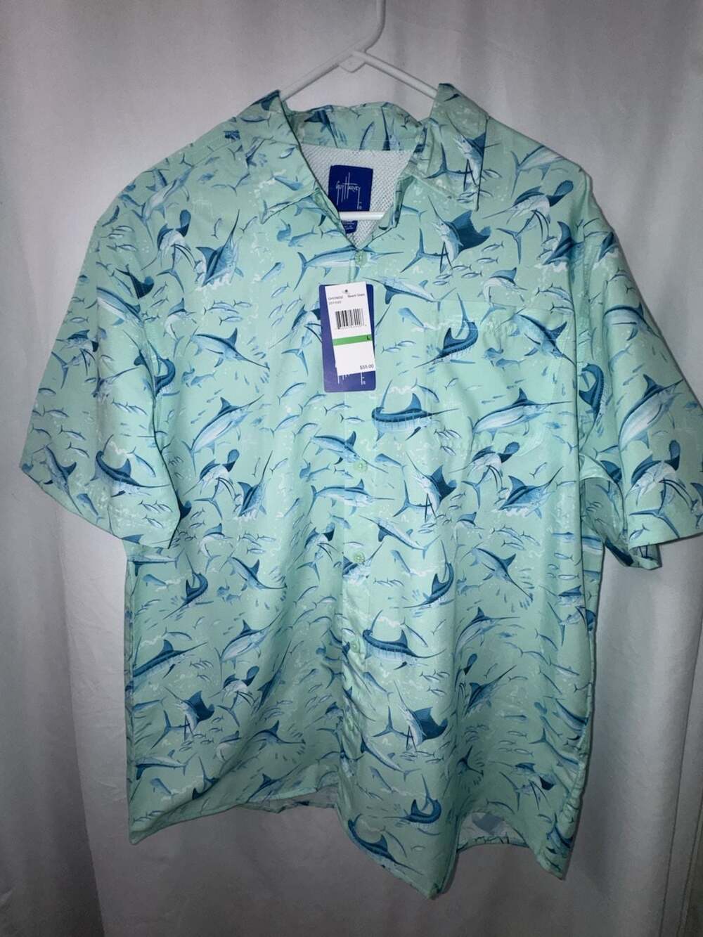 Guy Harvey Men's Short Sleeve Performance Fishing Shirt in Beach Glass